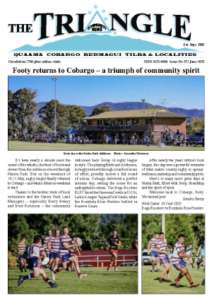 Triangle cover June 2025 Front cover of June 2025 Triangle featuring a large image of the Cobargo footy field.