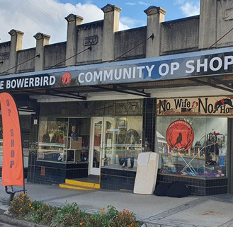 Street view of the Bowerbird OpShop