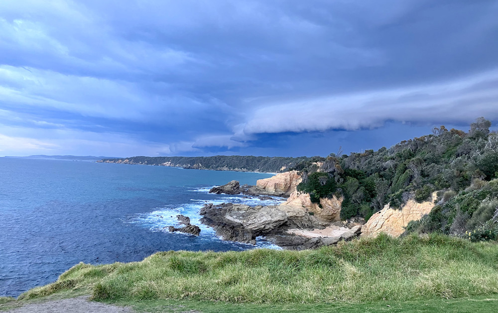 Coastline with a cloudy sky