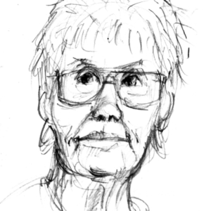 Self-portrait, black and white sketch