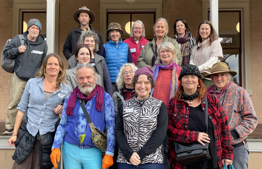 Group of people on the steps of the Old Bega Hospital.