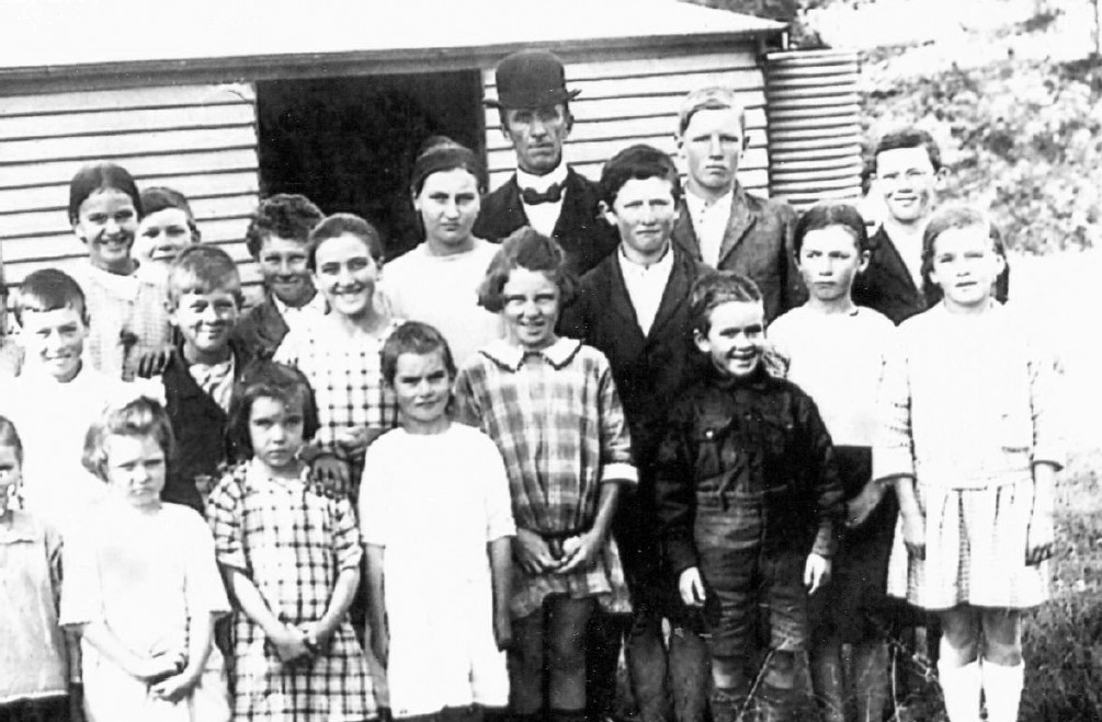 Black and white class photo