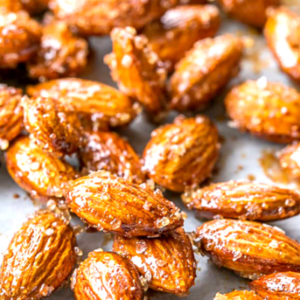Close up of roasted almonds