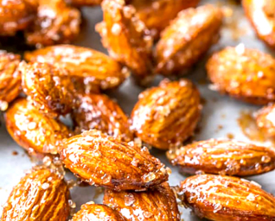 Close up of roasted almonds