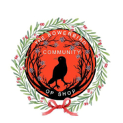 Red circle with a black bird in the centre