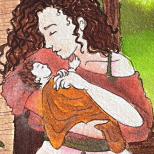 Woman holding a baby