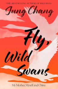 Book cover featuring abstract artwork of white swans flying