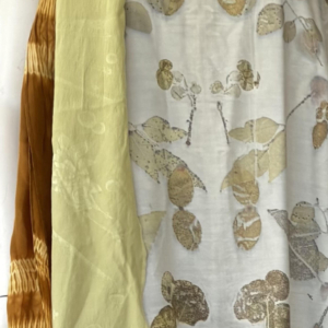 Detail of botanically inspired design on fabric