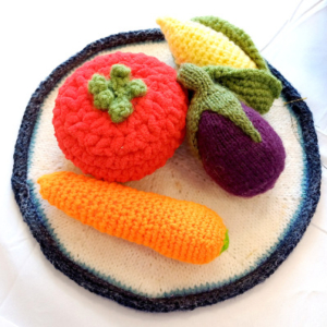 Crocheted plate of food.