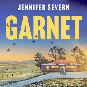 Garnet cover with a painting of petrol station in an Australian landscape.
