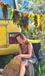 Woman sitting in a camping chair