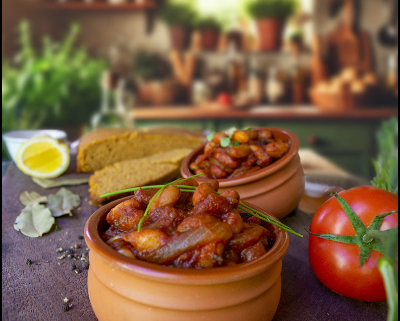 Pot of baked beans