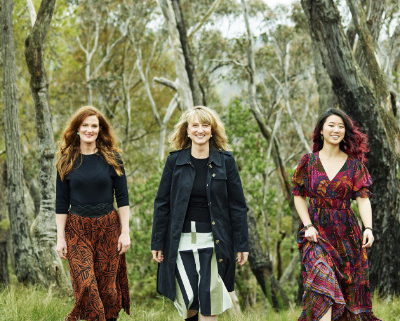 Three women in native bushland
