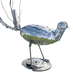Metal sculpture of bird