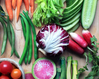 Assortment of vegetables ready for preparation