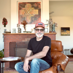 Man sitting in a leather chair.