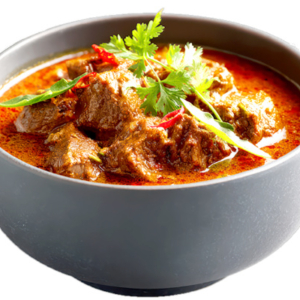 Bowl of tomato based curry in a bowl