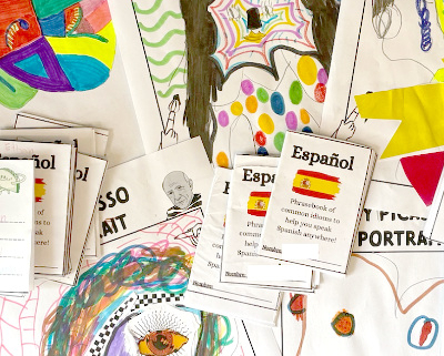 Children's colourful artworks